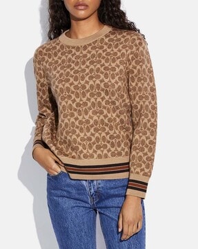 Buy Coach Seasonless Signature Brand Print Sweater | Brown Color Women |  AJIO LUXE