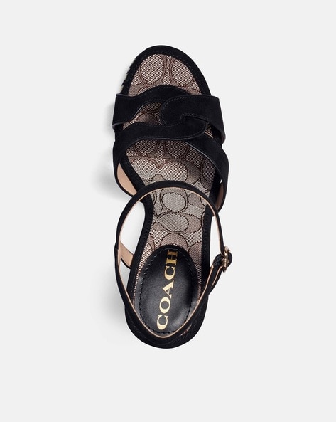 Coach wedge sandals discount black