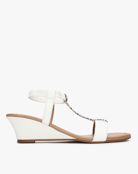 White ankle 2025 strap wedges