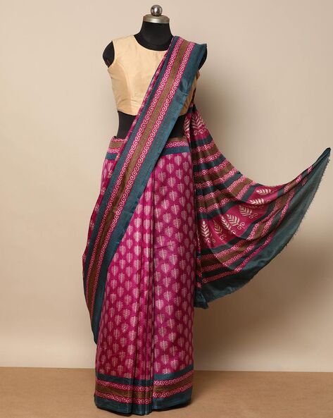 Buy Magenta Sarees for Women by Indie Picks Online