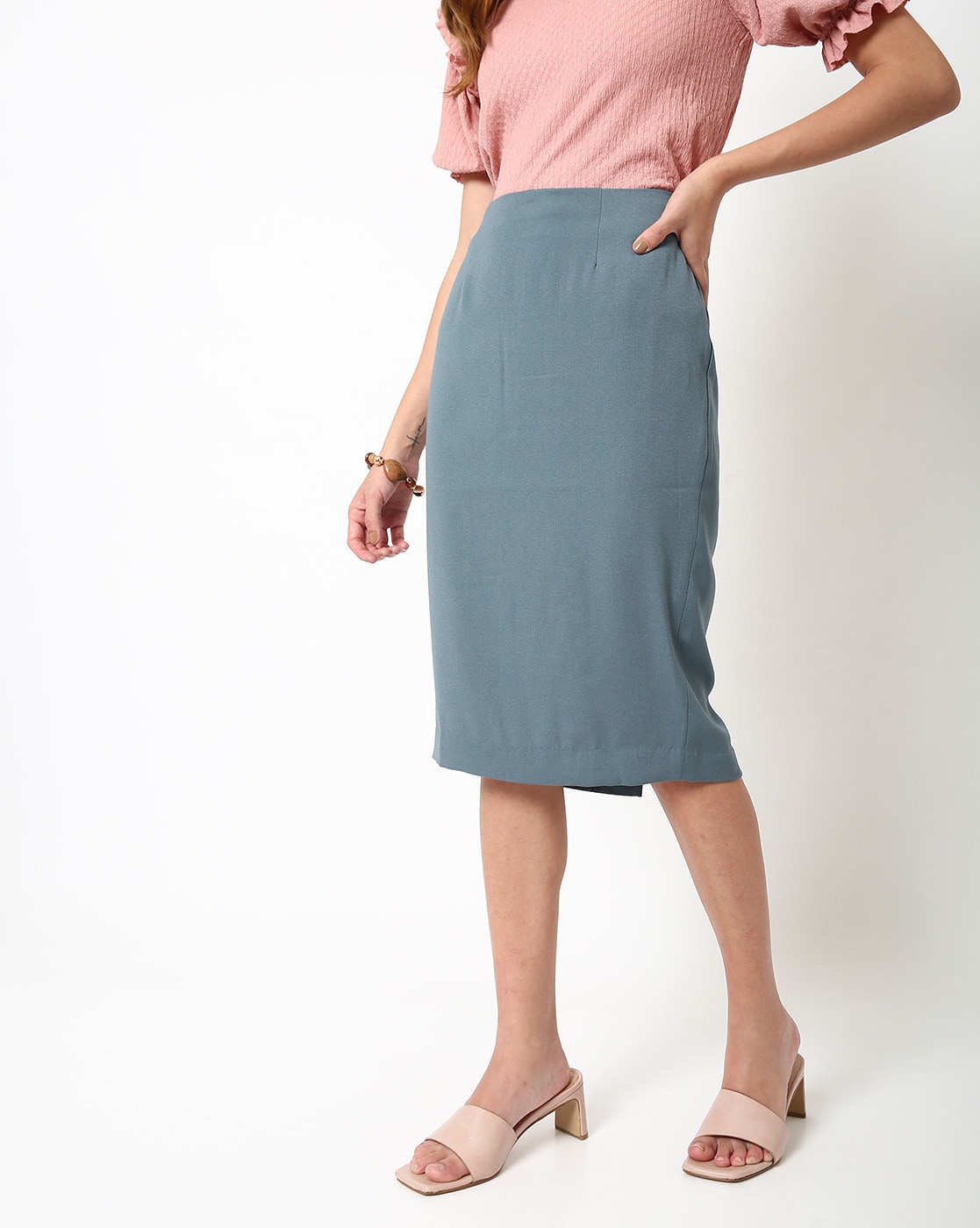 mid-rise pencil skirt