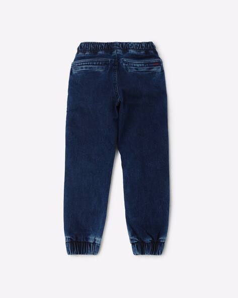 Washed Joggers with Drawstring Waist view 2