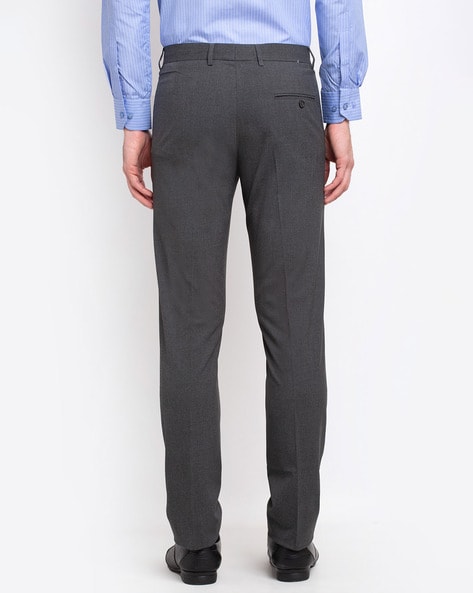 Buy GIORGIO ARMANI Flat-Front Relaxed Fit Trousers | Black Color Men | AJIO  LUXE