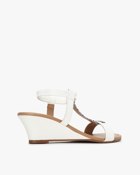 Party Wear White Ankle Strap Wedges heels for ladies at Rs 540