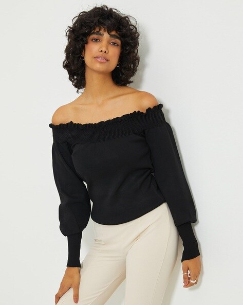 Off-Shoulder Top with Smocking