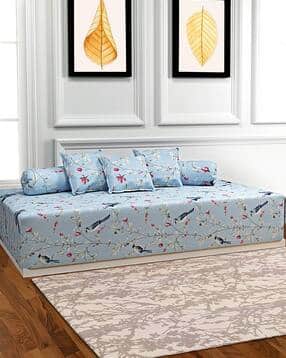 Set of 6 Floral Print Diwan Bedding Set-image-4