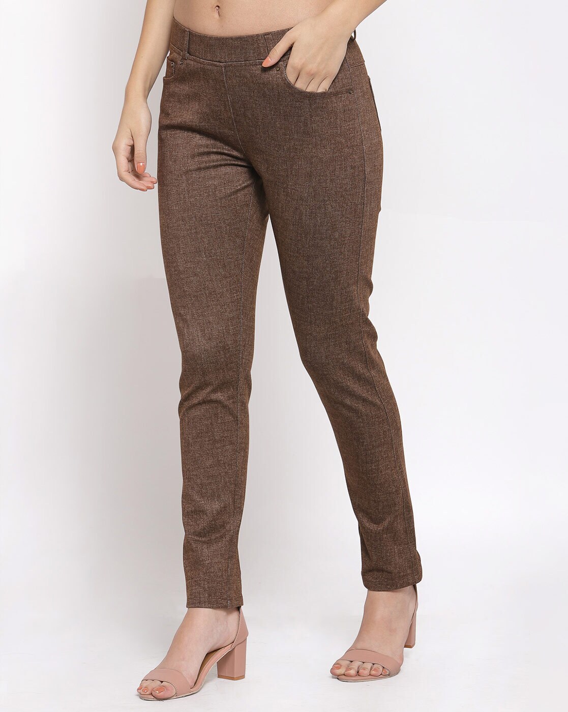 Women's High-rise Slim Fit Effortless Pintuck Ankle Pants - A New Day™ Dark  Brown 26 : Target