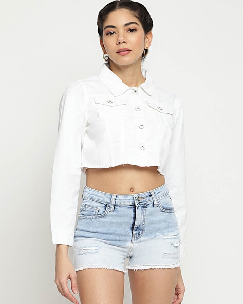 Share more than 221 cropped white denim jacket best