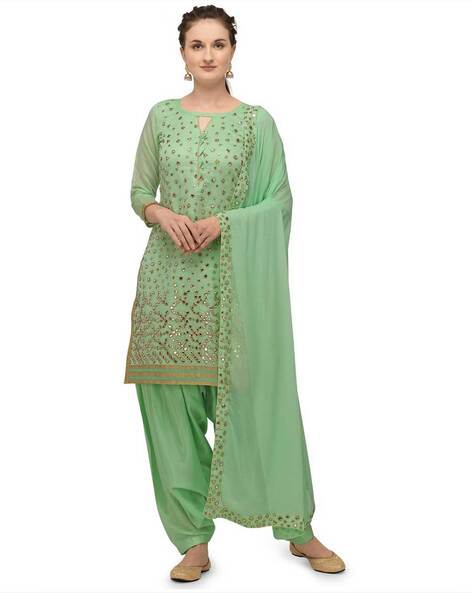 Embellished Unstitched Dress Material Price in India