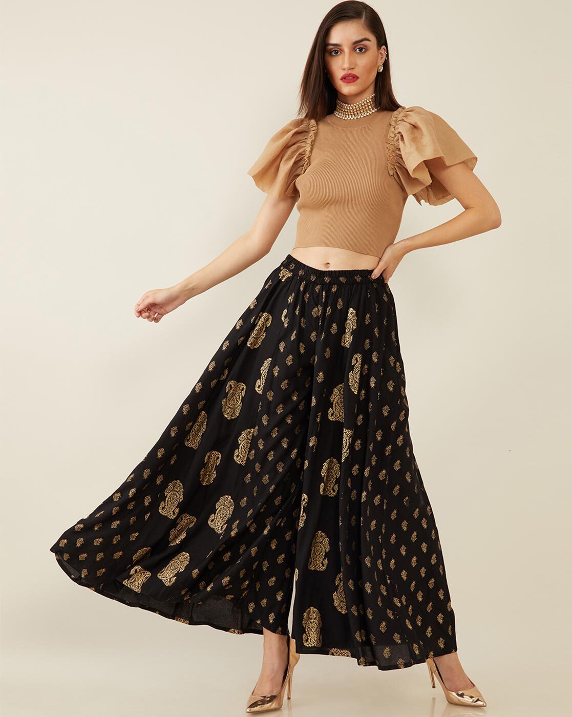 FLARED JACQUARD KNIT PANT DANCE WITH DUENDE – CAMILLA