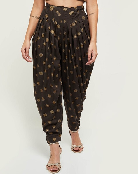 Printed Patiala Pants with Drawstring Waist Price in India