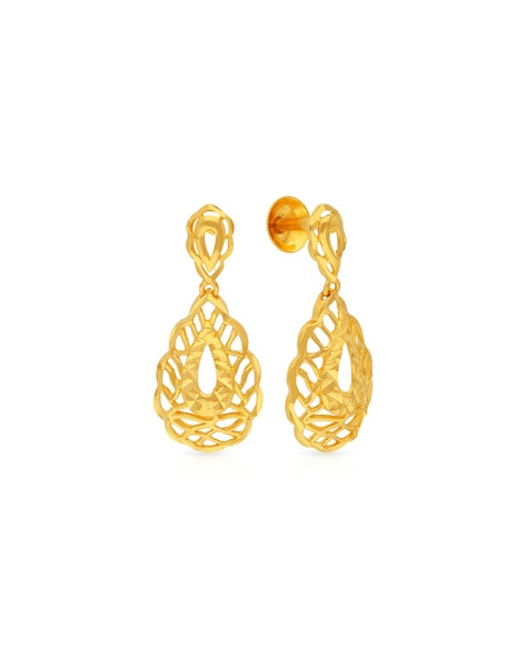 Malabar 22kt (916) Gold antique earrings designs for girls/