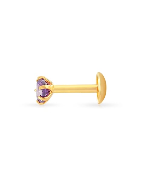Solid 14K Yellow Gold Triangle CZ Nose Stud