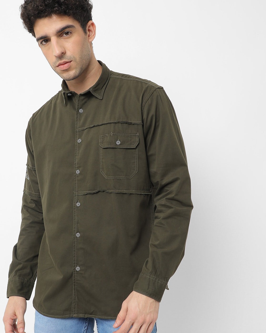 Buy Olive Green Shirts for Men by SIN 