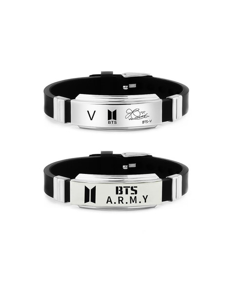 Combo Pack of BTS Signature V Bracelet with Adjustable Ring (Black)