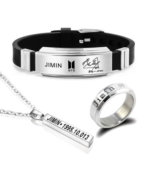 University Trendz BTS Jimin Charm Bracelet with Stainless Steel BTS Ring & Pendant