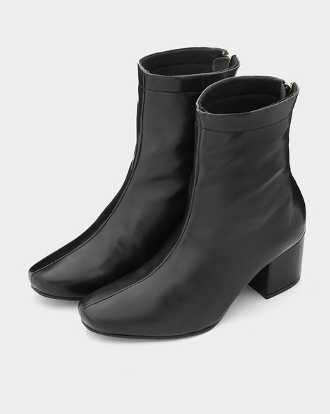 Block Heeled Ankle-Length Boots