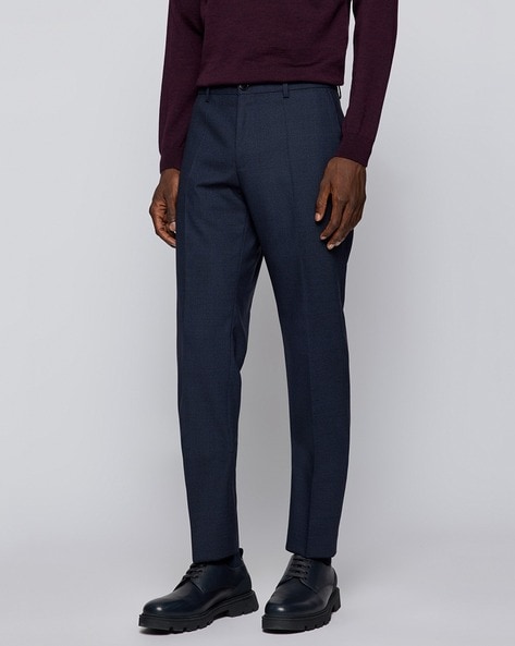 Givenchy Slim Fit Logo Trim Outseam Wool Trousers In Black | ModeSens