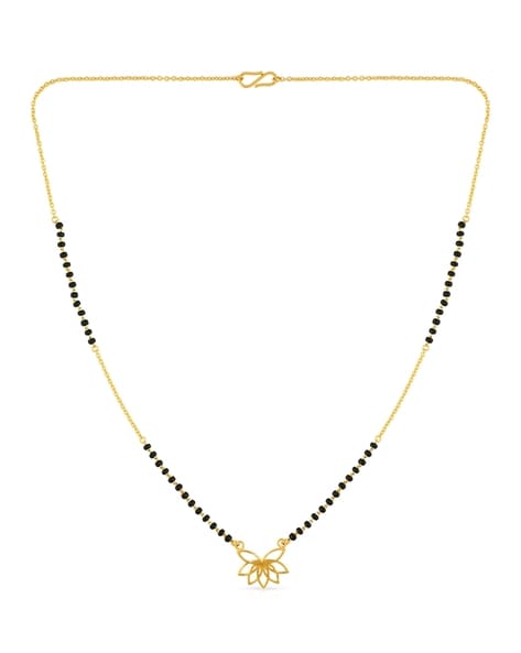 black beads gold chain models in malabar