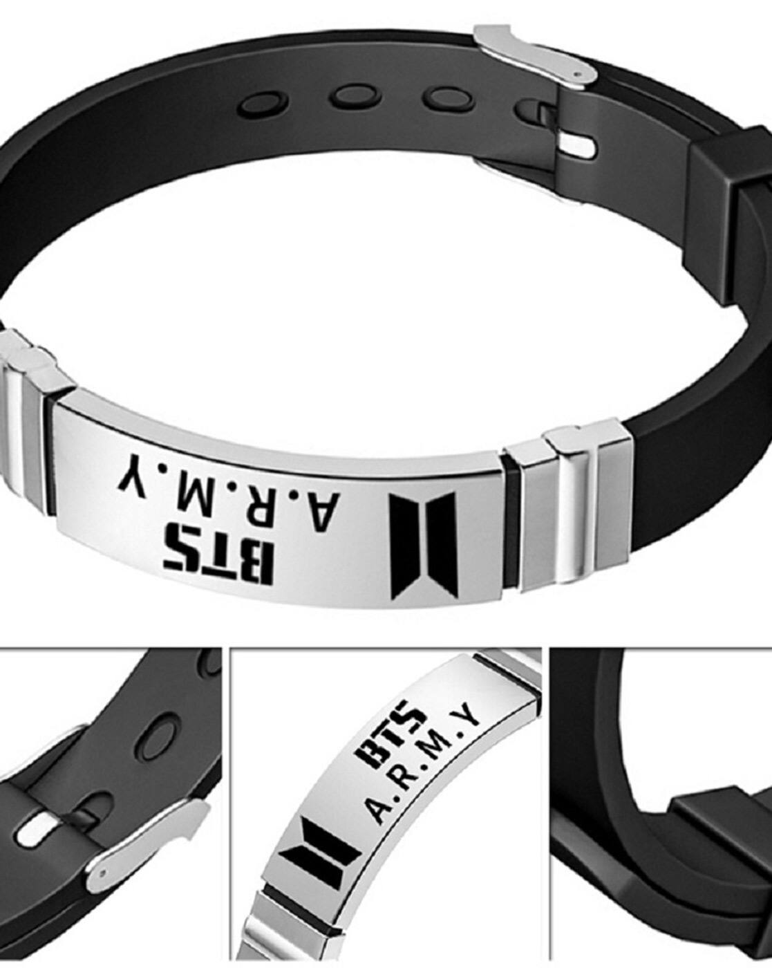 Buy Silver-Toned & Black Bracelets & Kadas for Men by