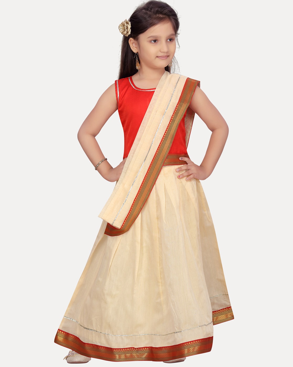 Buy Aarika Girl's Silk Lehenga Choli Set (SP-LCH-22138_Red-Yellow_10-11  Years) at Amazon.in