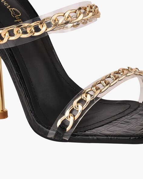 Fendi Beige/Brown Leather Chain Ankle Strap Sandals Size 38 Fendi | TLC