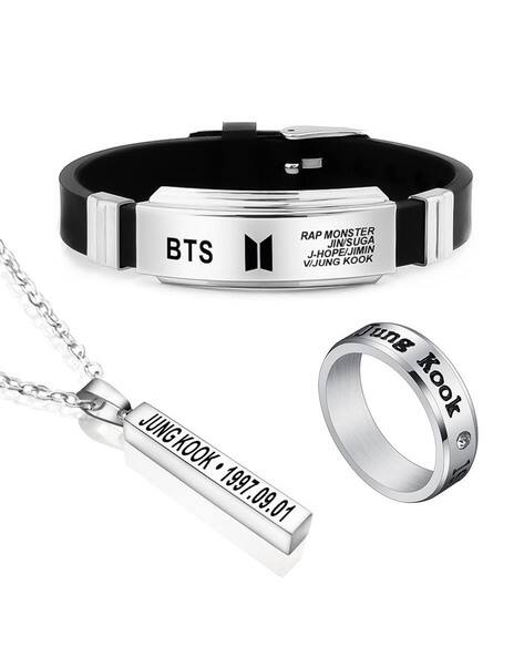 BTS Signature K-pop Bracelet with Jung Kook Ring Pendant