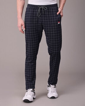 mens smart checked joggers