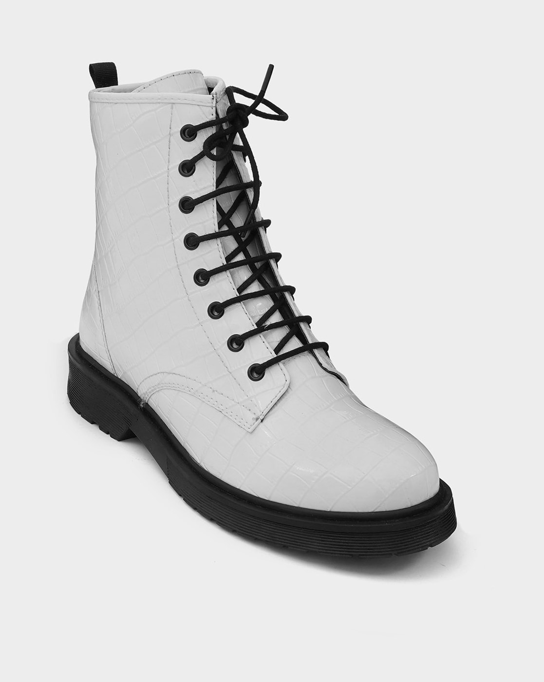 womens white leather combat boots