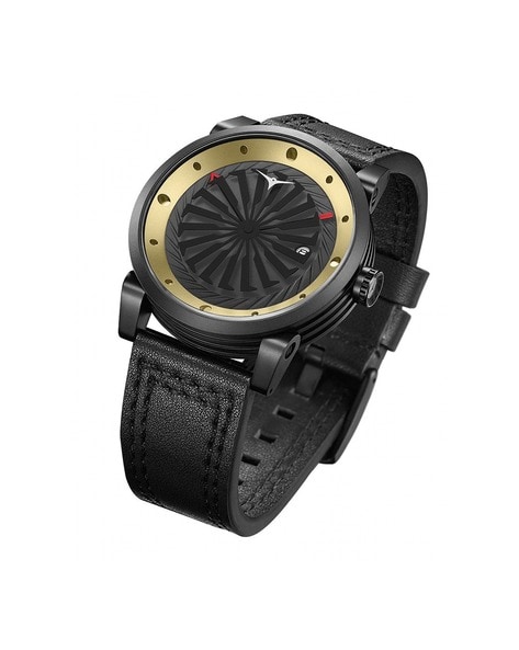 The Apollo - Mens watch 45mm Black Band Matte Black Case - Teleio