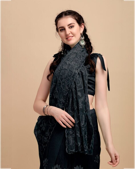 Buy Black Sarees for Women by Ethnic Junction Online