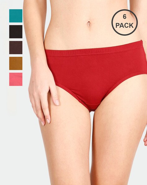 Women's High Cut Bikini Underwear Cotton Stretch Hipster Panties for Women  6 Pack ( MULTICLOR)