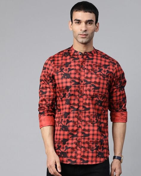 red and black check shirt flipkart