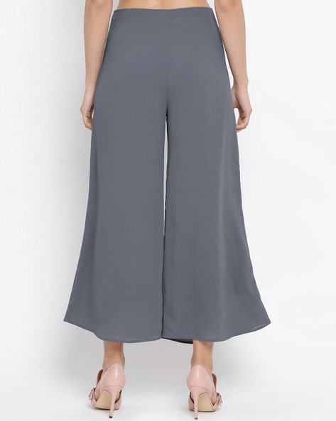 Shop Elegant Bell Bottom Trousers with Pearls Detail Online