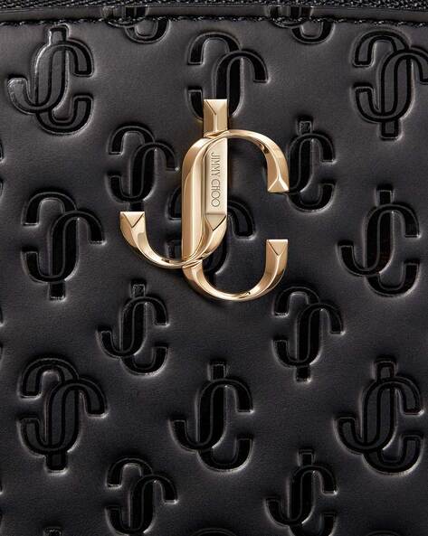 Buy Jimmy choo JC Monogrammed Leather Cosmetic Pouch, Black Color Women