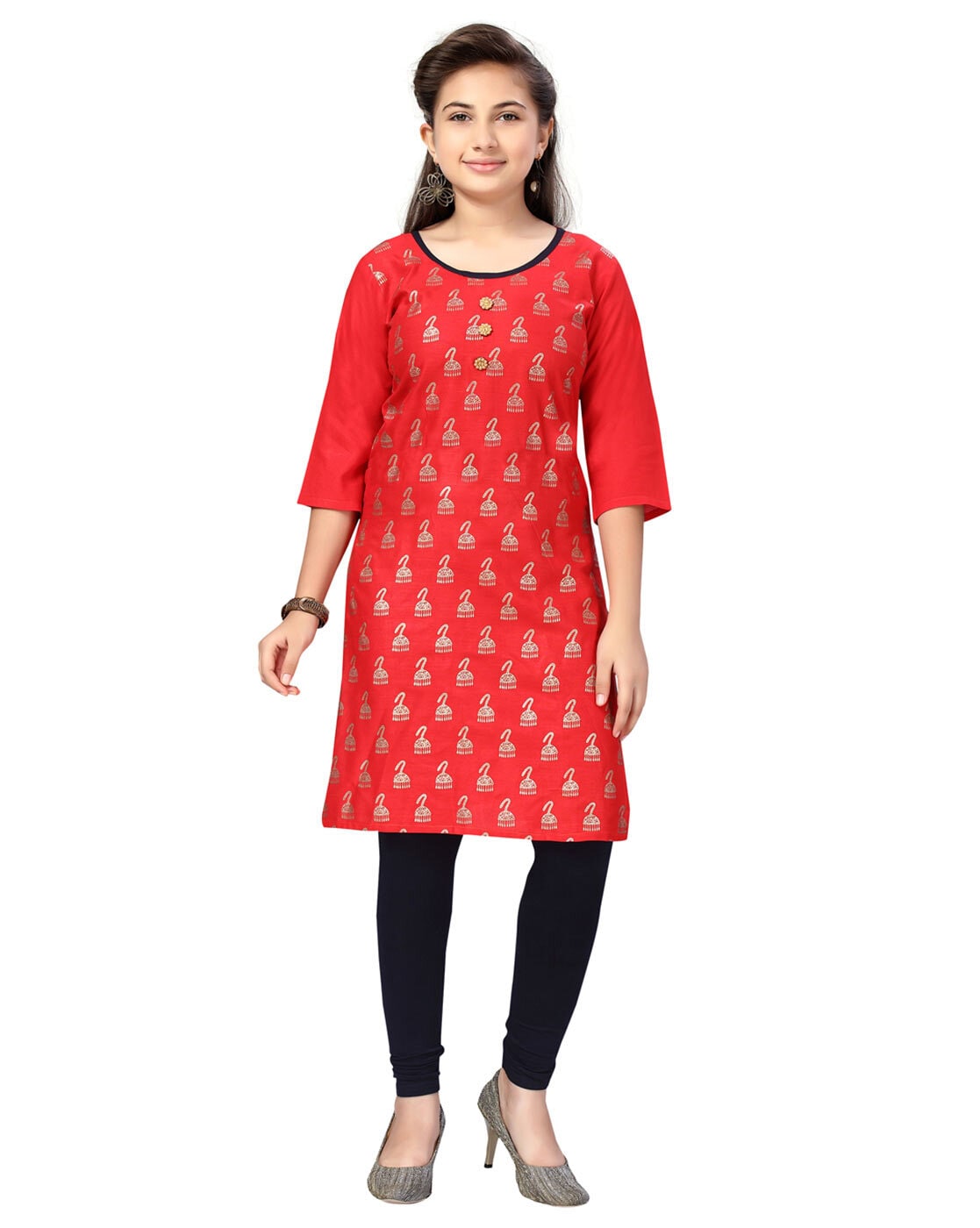 Buy Sevgi Girl's Embroidered Kurti and Trouser Set (Wine 11-12 Years)  Online at Best Prices in India - JioMart.