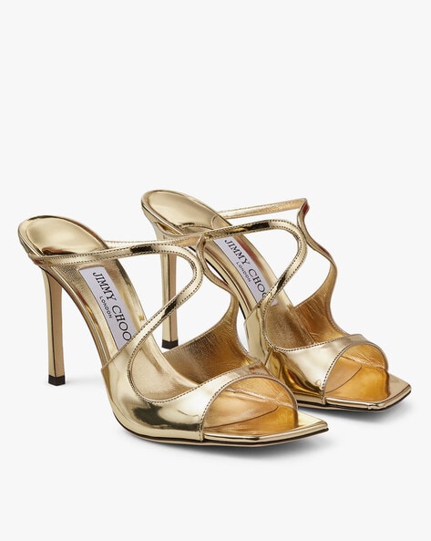 Jimmy choo Anise 75 Stiletto Heeled Sandals For Women (Gold, 2)