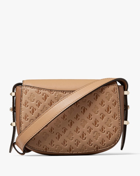 Buy Jimmy choo Varenne JC Monogrammed Leather Crossbody Bag, Brown Color  Women