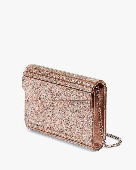 Buy Jimmy choo Candy Coarse Glitter Clutch with Chain Strap | Rose