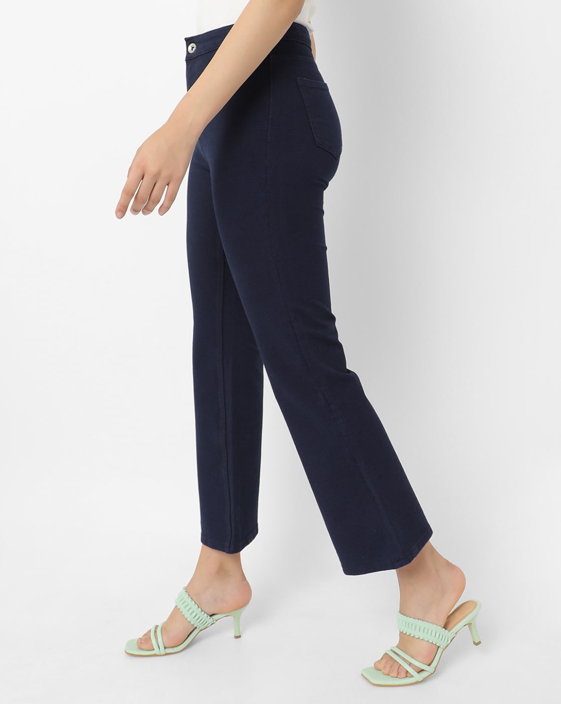 Mid-Rise Flared Jeans with Contrast Stitches