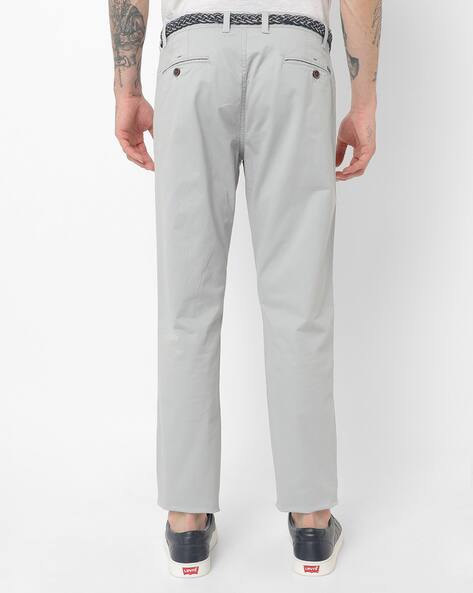 Mid-Rise Slim Fit Cropped Trousers with Detachable Belt view 3