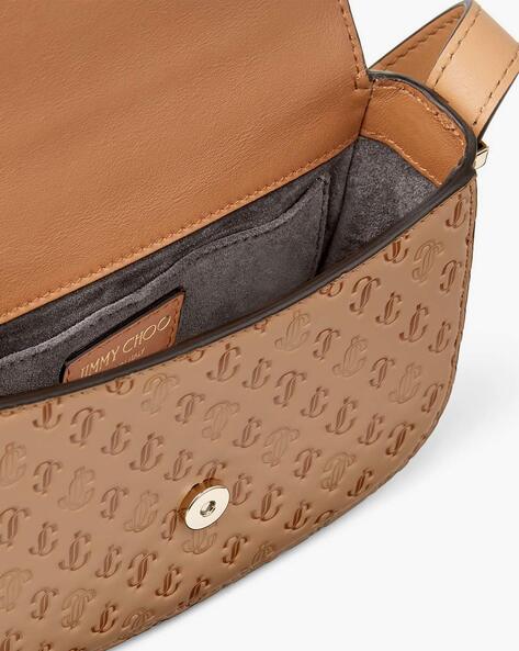 Buy Jimmy choo Varenne JC Monogrammed Leather Crossbody Bag, Brown Color  Women