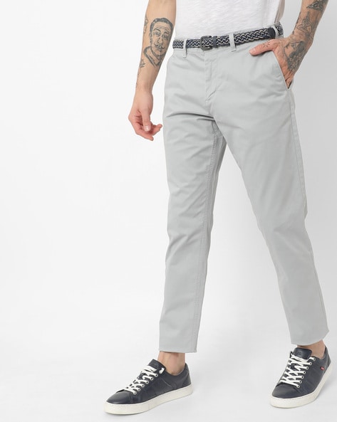 Cigarette trousers with belt Color mid grey - RESERVED - 0499I-85X