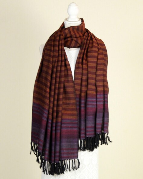 Striped Shawl with Fringed Border Price in India