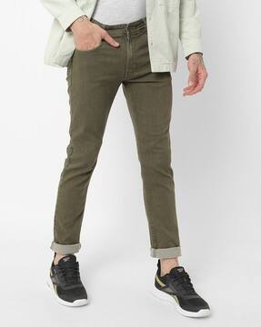 Olive Green Jeans for Men by Owen Hart 