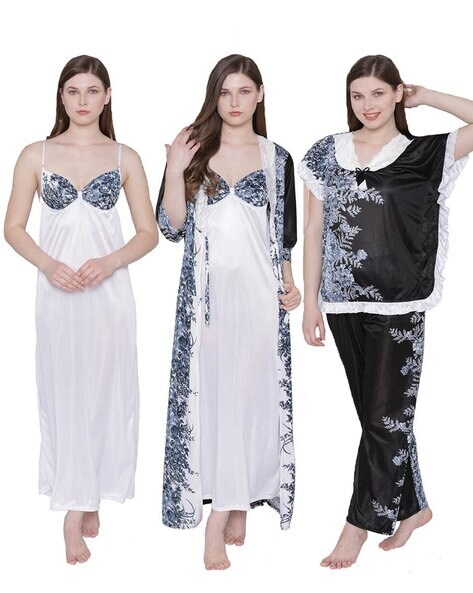 Buy Black Nightshirts&Nighties for Women by PHALIN Online