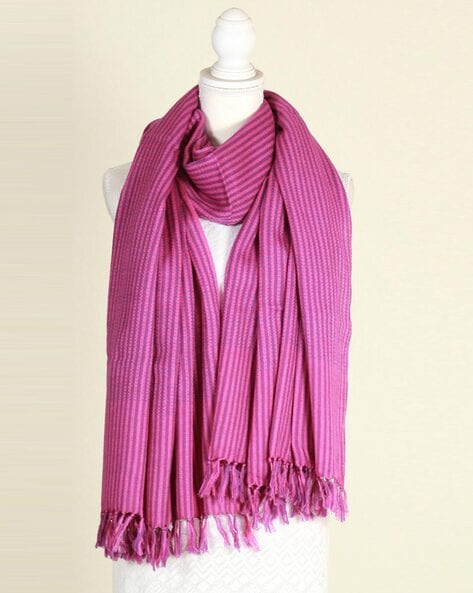 Striped Shawl with Frayed Border Price in India