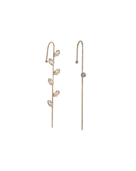 VEMBLEY Stone Studded Ear Cuffs For Women (Gold, FS)