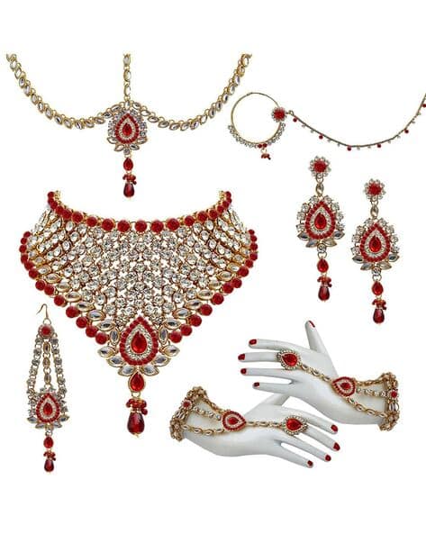 Gold-Plated Kundan-Studded Bridal Jewellery Set
