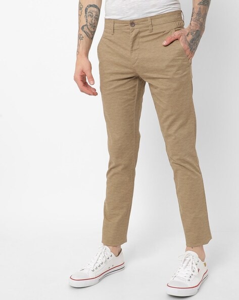 Buy John Players Men Khaki Regular Fit Self Design Formal Trousers   Trousers for Men 6825381  Myntra